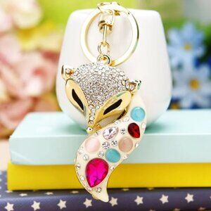 Fox keychain with rhinestones